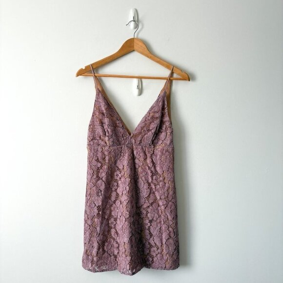 Free People Dangerous Love Mini Floral Lace Slip Dress Red Size 2 - Picture 4 of 8